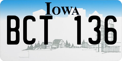IA license plate BCT136