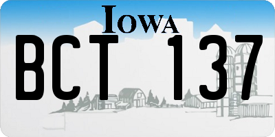IA license plate BCT137