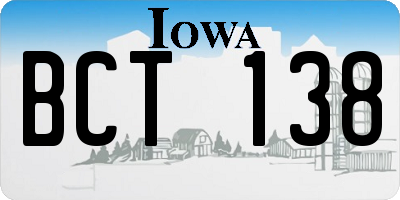 IA license plate BCT138