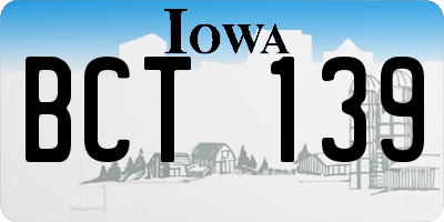 IA license plate BCT139