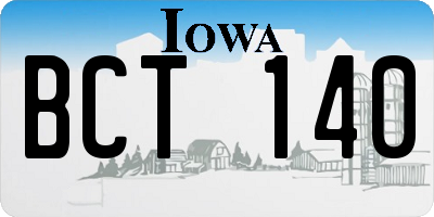 IA license plate BCT140