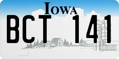IA license plate BCT141