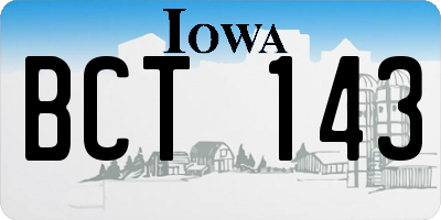IA license plate BCT143
