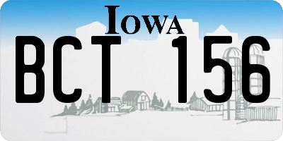 IA license plate BCT156