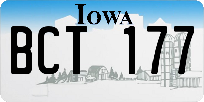 IA license plate BCT177