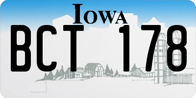 IA license plate BCT178
