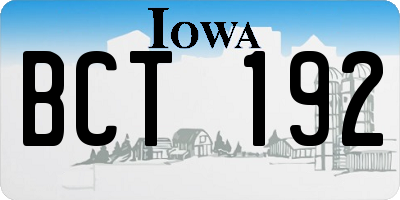 IA license plate BCT192