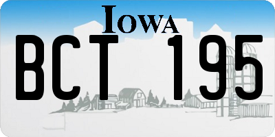 IA license plate BCT195