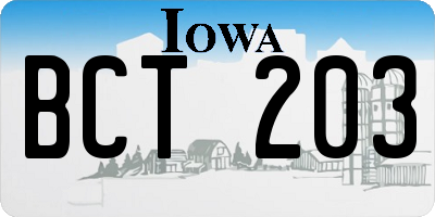IA license plate BCT203