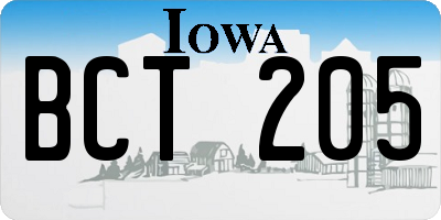 IA license plate BCT205