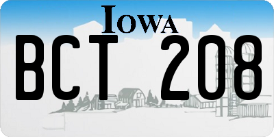 IA license plate BCT208