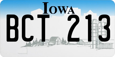 IA license plate BCT213