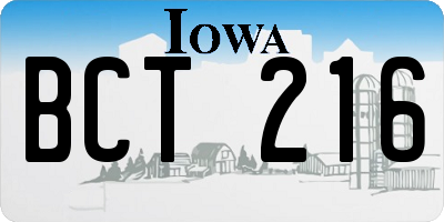 IA license plate BCT216