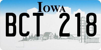 IA license plate BCT218