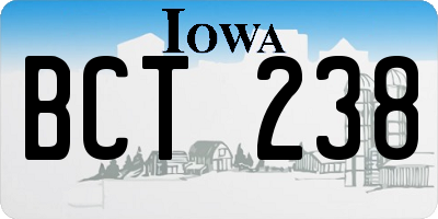 IA license plate BCT238