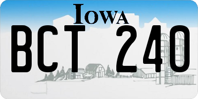 IA license plate BCT240