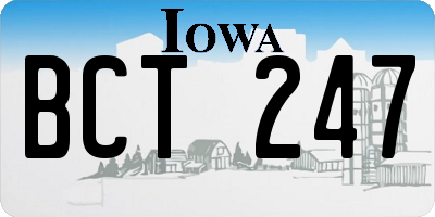 IA license plate BCT247