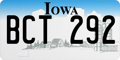 IA license plate BCT292