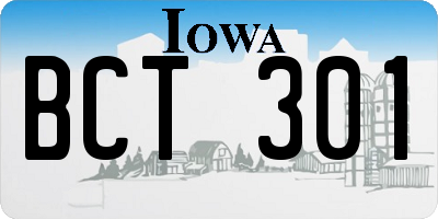 IA license plate BCT301