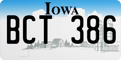IA license plate BCT386