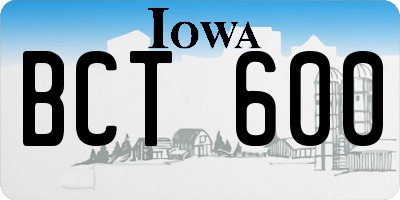 IA license plate BCT600