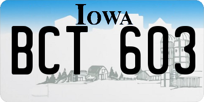 IA license plate BCT603