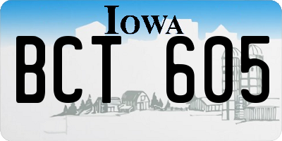 IA license plate BCT605