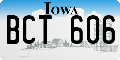 IA license plate BCT606