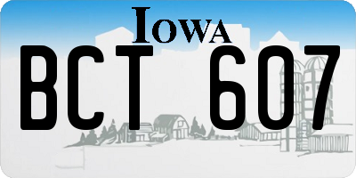 IA license plate BCT607