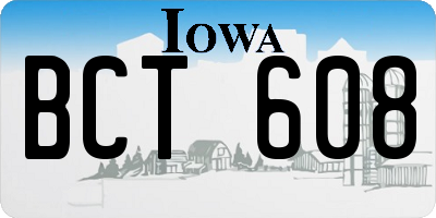IA license plate BCT608