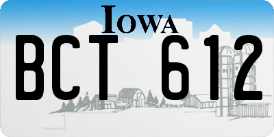 IA license plate BCT612