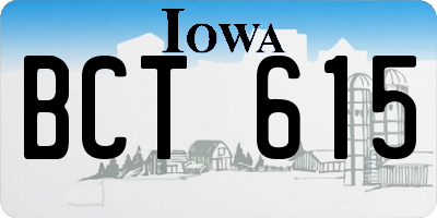 IA license plate BCT615