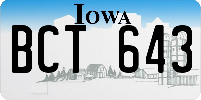 IA license plate BCT643