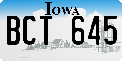 IA license plate BCT645