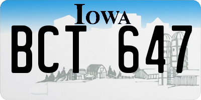 IA license plate BCT647