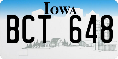 IA license plate BCT648