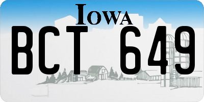 IA license plate BCT649