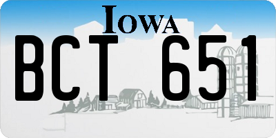 IA license plate BCT651