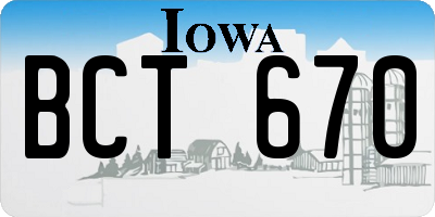 IA license plate BCT670