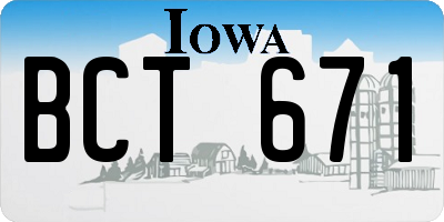 IA license plate BCT671