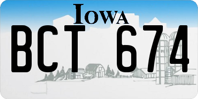 IA license plate BCT674