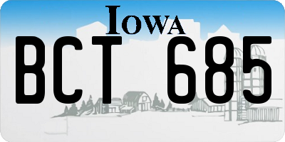 IA license plate BCT685