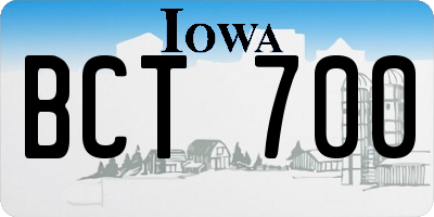 IA license plate BCT700