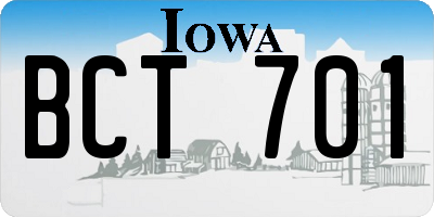 IA license plate BCT701