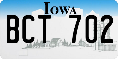 IA license plate BCT702