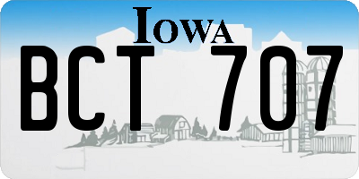 IA license plate BCT707
