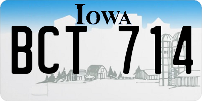 IA license plate BCT714
