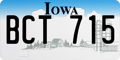IA license plate BCT715