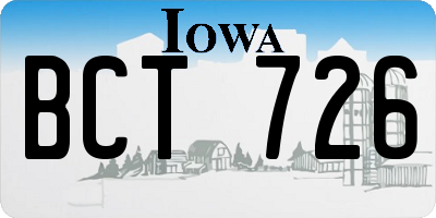 IA license plate BCT726