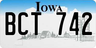 IA license plate BCT742
